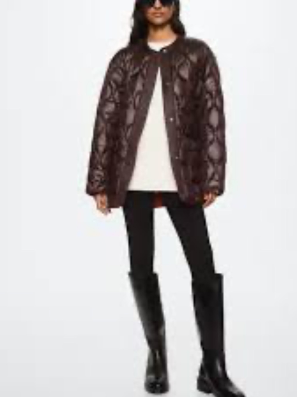EUC Mango Melon Satin Quilted Oversized Jacket. Size Small. Color is Maroon